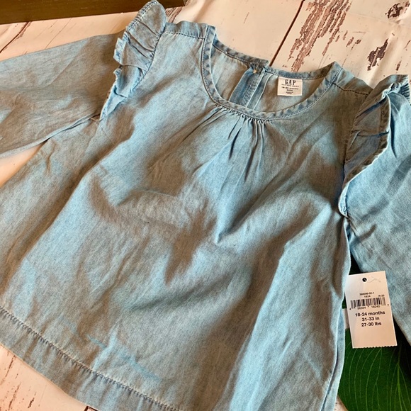 Gap Toddler denim wash long sleeve shirt. - Picture 5 of 5